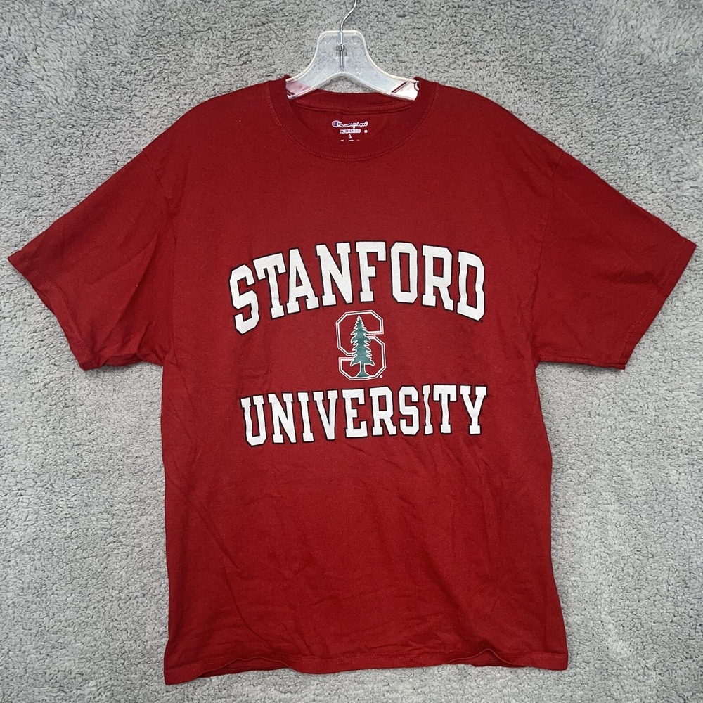 Champion‎ Stanford University  T Shirt Men's Sz L Red Cardinals Short Sleeve Tee